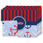 Classic Anchor & Stripes Linen Placemat w/ Name or Text