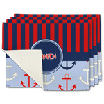 Classic Anchor & Stripes Single-Sided Linen Placemat - Set of 4 w/ Name or Text