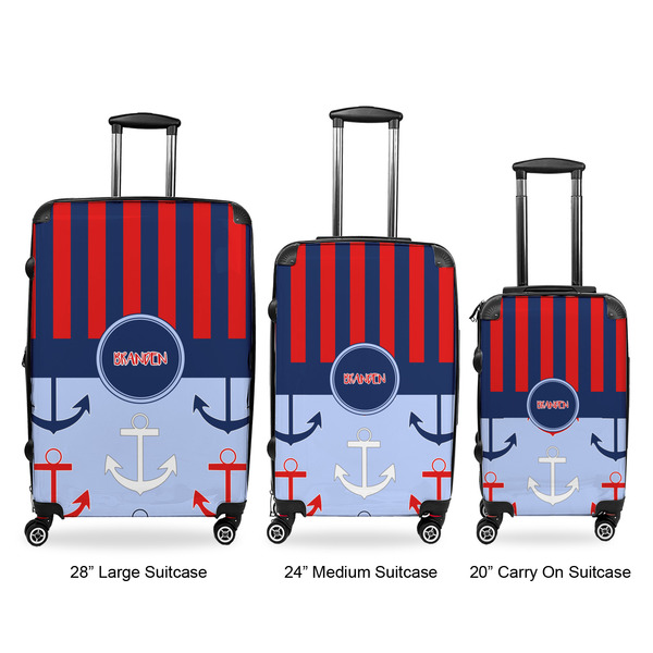 Classic Anchor & Stripes Luggage Bags all sizes - With Handle