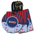 Classic Anchor & Stripes Plastic Luggage Tag (Personalized)