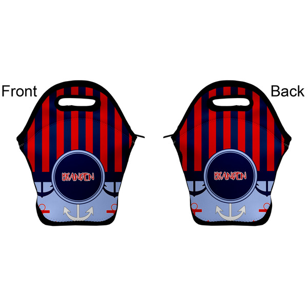 Classic Anchor & Stripes Lunch Bag - Front and Back