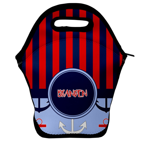 Custom Classic Anchor & Stripes Lunch Bag w/ Name or Text