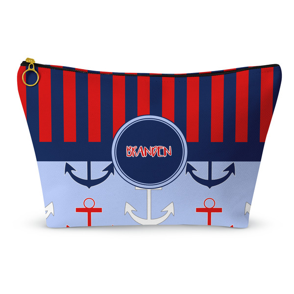 Custom Classic Anchor & Stripes Makeup Bag - Large - 12.5"x7" (Personalized)