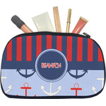 Classic Anchor & Stripes Makeup / Cosmetic Bag - Medium w/ Name or Text