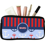 Classic Anchor & Stripes Makeup / Cosmetic Bag - Small w/ Name or Text