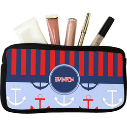Classic Anchor & Stripes Makeup / Cosmetic Bag (Personalized)