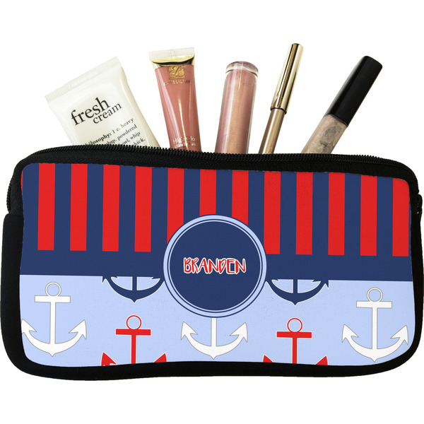 Custom Classic Anchor & Stripes Makeup / Cosmetic Bag (Personalized)