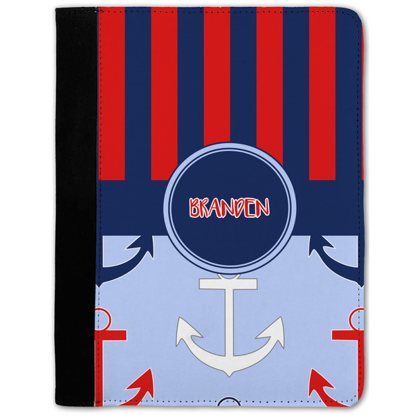 Custom Classic Anchor & Stripes Notebook Padfolio - Medium w/ Name or Text