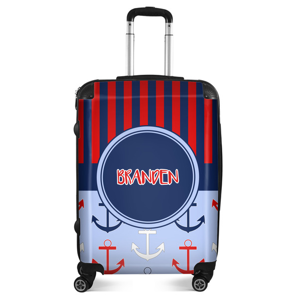 Custom Classic Anchor & Stripes Suitcase - 24" Medium - Checked (Personalized)