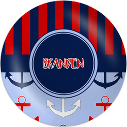 Classic Anchor & Stripes Melamine Plate (Personalized)