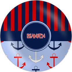 Classic Anchor & Stripes Melamine Plate - 10" (Personalized)