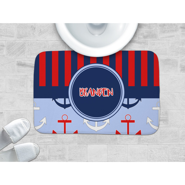 Classic Anchor & Stripes Memory Foam Bath Mat - LIFESTYLE 34x21