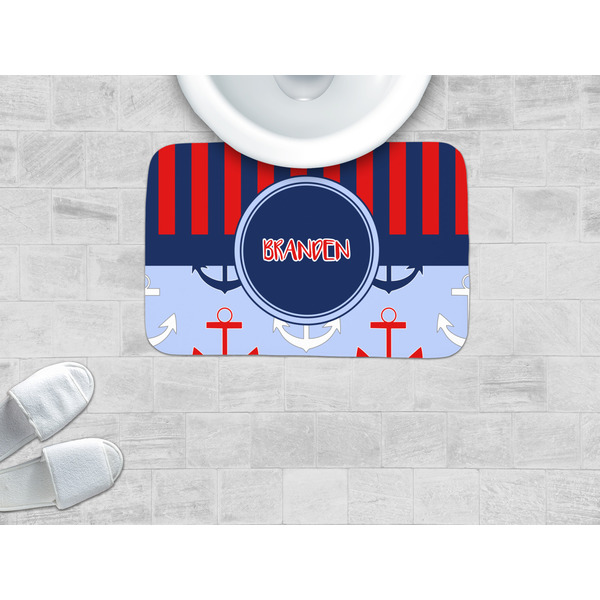 Classic Anchor & Stripes Memory Foam Bath Mat - LIFESTYLE