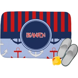 Classic Anchor & Stripes Memory Foam Bath Mat (Personalized)