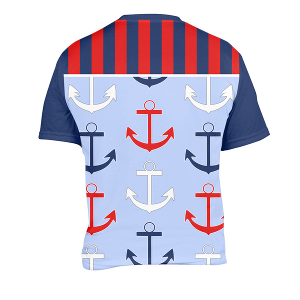 Classic Anchor & Stripes Men's Crew Neck T Shirt Medium - Back