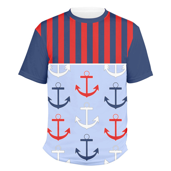 Custom Classic Anchor & Stripes Men's Crew T-Shirt - Small
