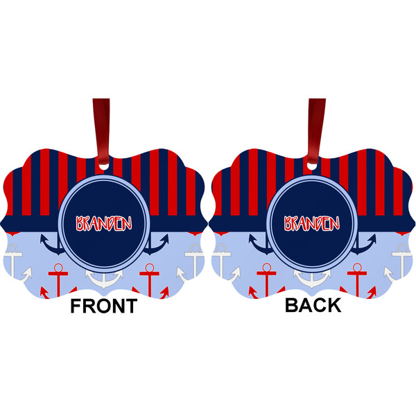 Classic Anchor & Stripes Metal Benilux Ornament - Front and Back (APPROVAL)