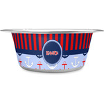 Classic Anchor & Stripes Stainless Steel Dog Bowl - Medium (Personalized)