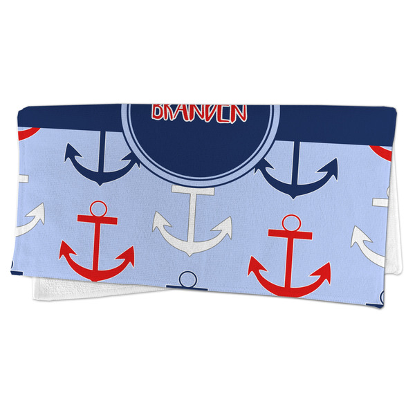Classic Anchor & Stripes Microfiber Dish Rag - FOLDED (half)