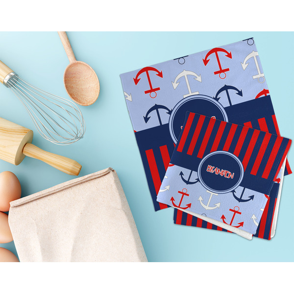 Classic Anchor & Stripes Microfiber Dish Rag - LIFESTYLE