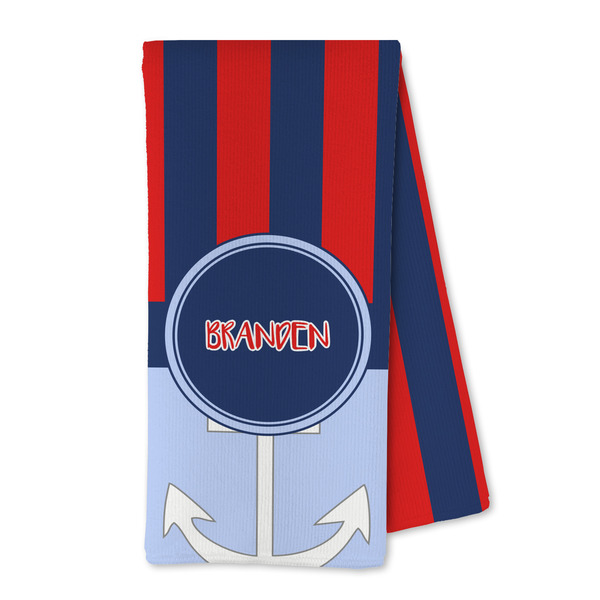 Custom Classic Anchor & Stripes Kitchen Towel - Microfiber (Personalized)