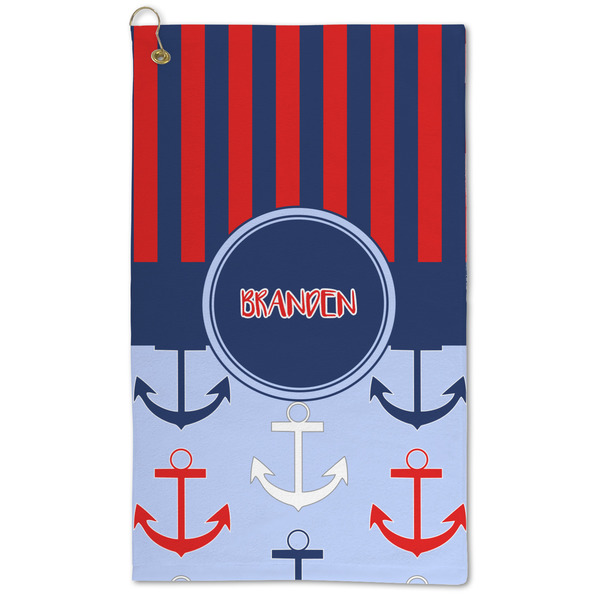 Custom Classic Anchor & Stripes Microfiber Golf Towel - Large (Personalized)