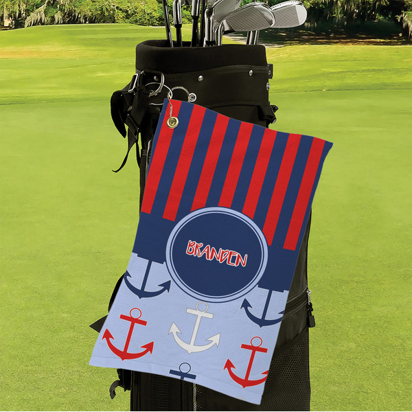 Classic Anchor & Stripes Microfiber Golf Towels - Small - LIFESTYLE
