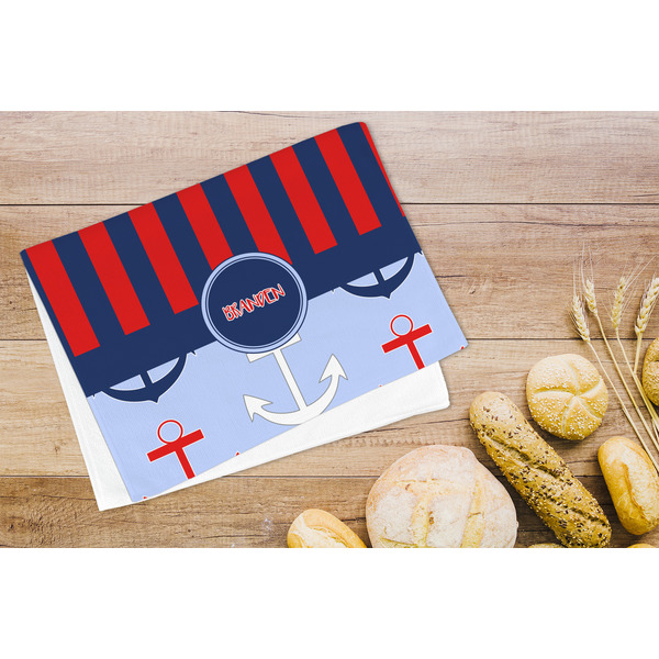 Classic Anchor & Stripes Microfiber Kitchen Towel - LIFESTYLE
