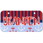 Classic Anchor & Stripes Mini/Bicycle License Plate (2 Holes) (Personalized)