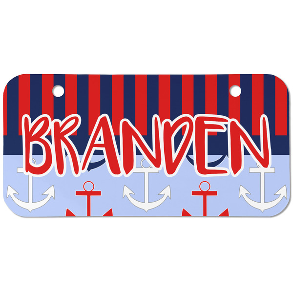 Custom Classic Anchor & Stripes Mini/Bicycle License Plate (2 Holes) (Personalized)