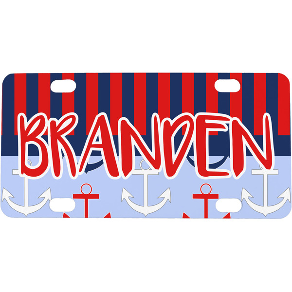 Custom Classic Anchor & Stripes Mini / Bicycle License Plate (4 Holes) (Personalized)