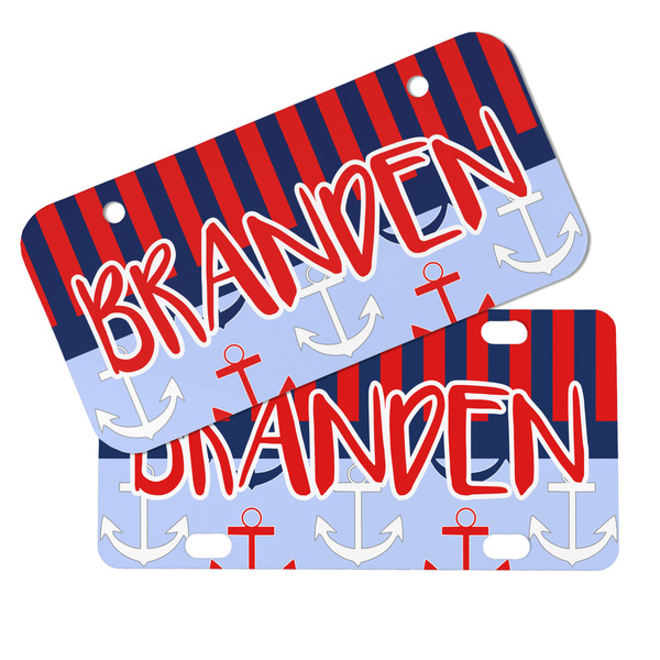 Classic Anchor & Stripes Mini License Plates - MAIN (4 and 2 Holes)
