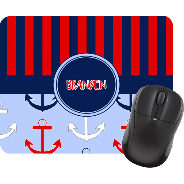 Custom Classic Anchor & Stripes Rectangular Mouse Pad (Personalized)