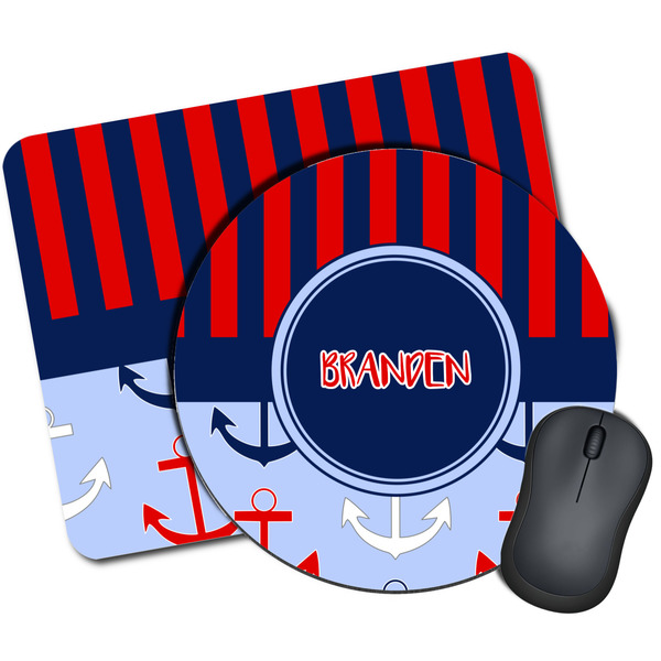 Custom Classic Anchor & Stripes Mouse Pad (Personalized)