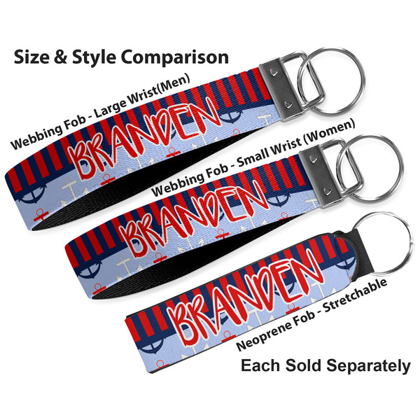 Classic Anchor & Stripes Multiple Key Ring comparison sizes