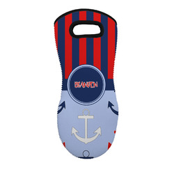 Classic Anchor & Stripes Neoprene Oven Mitt - Single w/ Name or Text