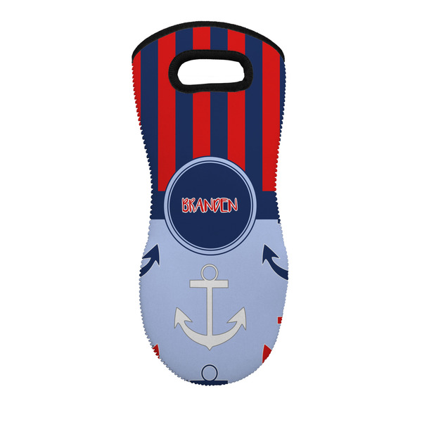 Custom Classic Anchor & Stripes Neoprene Oven Mitt w/ Name or Text