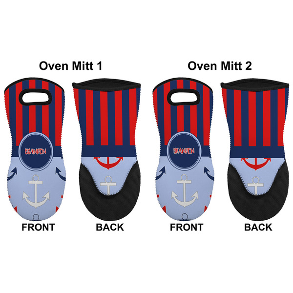 Classic Anchor & Stripes Neoprene Oven Mitt - Set of 2 - Approval