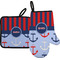 Classic Anchor & Stripes Right Oven Mitt & Pot Holder Set w/ Name or Text