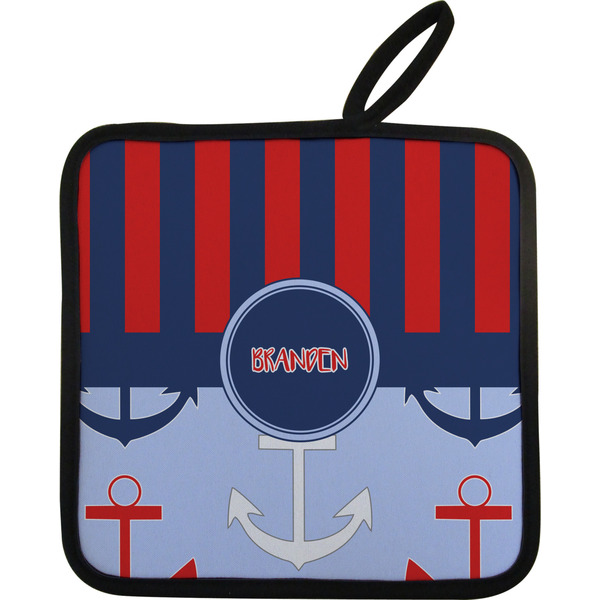Classic Anchor & Stripes Neoprene Pot Holder