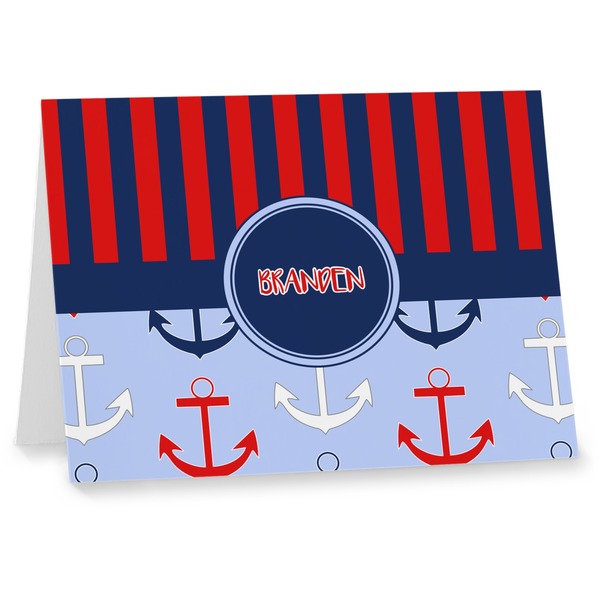 Custom Classic Anchor & Stripes Note cards (Personalized)