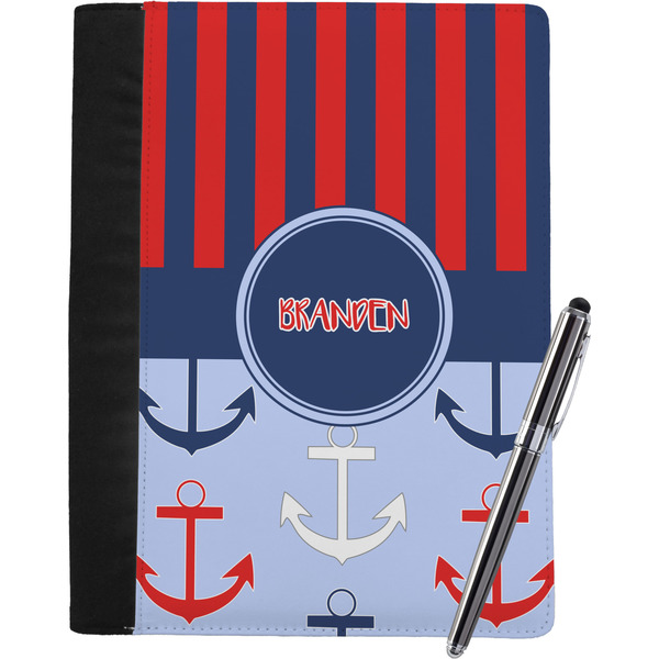 Custom Classic Anchor & Stripes Notebook Padfolio - Large w/ Name or Text