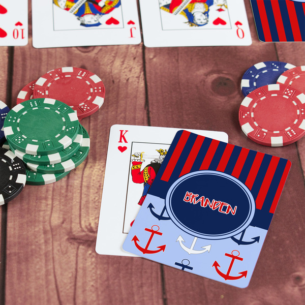 Classic Anchor & Stripes On Table with Poker Chips
