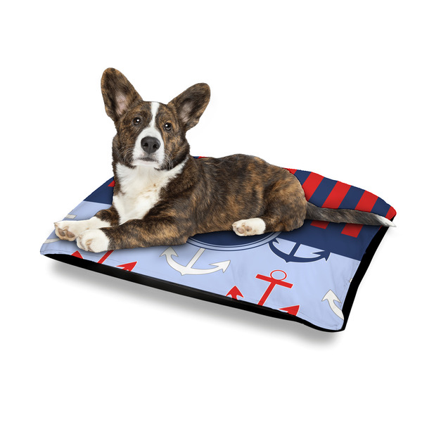Classic Anchor & Stripes Outdoor Dog Beds - Medium - IN CONTEXT