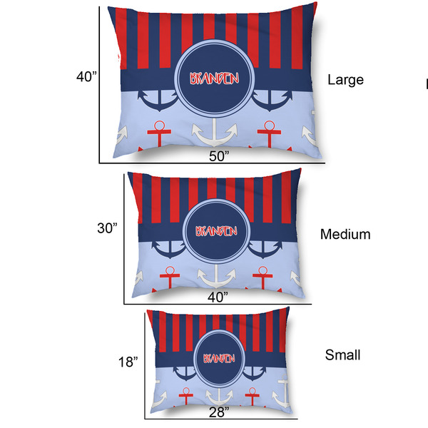 Classic Anchor & Stripes Outdoor Dog Beds - SIZE CHART