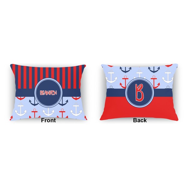 Classic Anchor & Stripes  Outdoor Rectangular Throw Pillow (Front and Back)