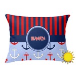 Classic Anchor & Stripes Outdoor Throw Pillow (Rectangular) (Personalized)