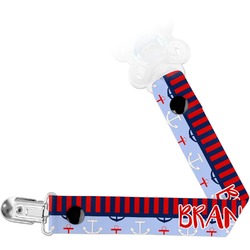 Classic Anchor & Stripes Pacifier Clip (Personalized)