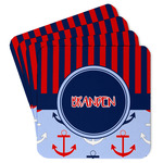 Classic Anchor & Stripes Paper Coasters w/ Name or Text