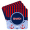 Classic Anchor & Stripes Paper Coasters - Front/Main